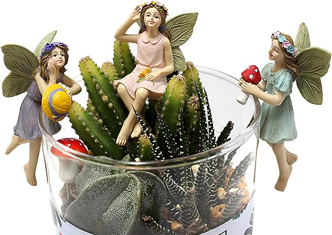 KOCNYDEY Garden Miniatures Fairies Mini Garden Figurine Set Fairies Statues Without a Stick for Outdoor Garden Yard Lawn Home Decor Lovely Resin Fairy Angel Accessories (5 Pieces)