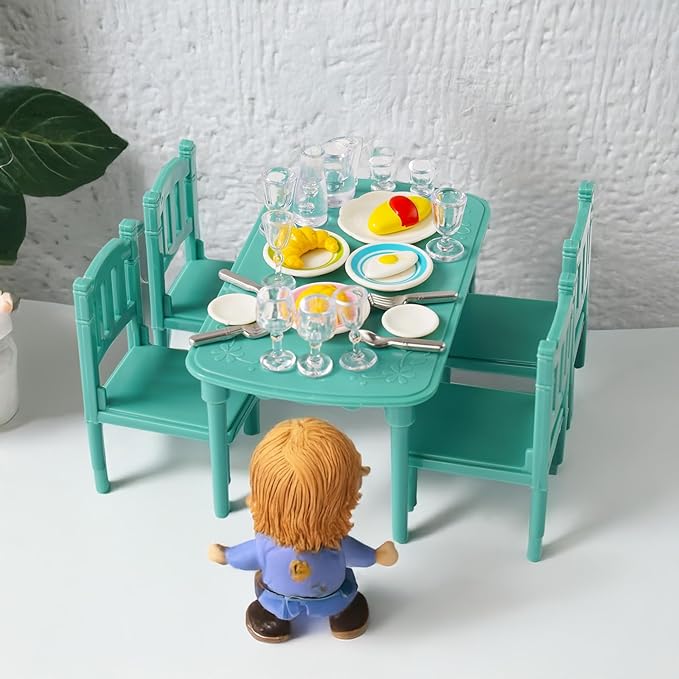 BABESIDE Reborn Baby Doll Accessories for 4-6 Inch Baby Dolls Dollhouse Miniature Table and Chair Dollhouse Plates Cutlery Silicone Micro Mini Dollhouse