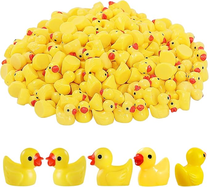Mini Resin Ducks 220 Pack Tiny Duck Figurines Bulk for Miniature Dollhouse Decor Accessories Garden Aquarium Potted Ornament Party Toys DIY Craft Office Classroom Activity to Hide