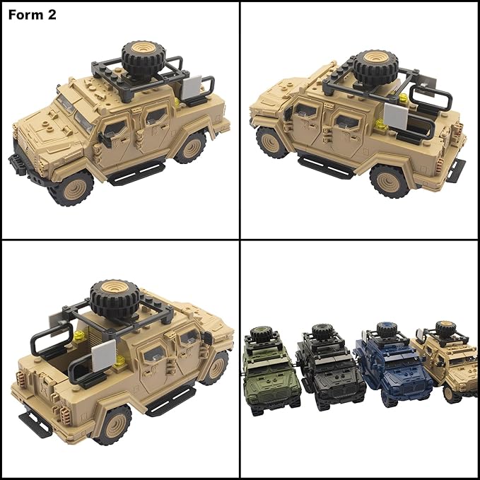 Military Vehicle Building Toy, Armored Vehicle Building Block Toy, Army Battle Brick, Military Car Model Toys for Age 6 7 8 9 10 11 12+, Accessories Compatible with Major Mini Figure (Desert Color)