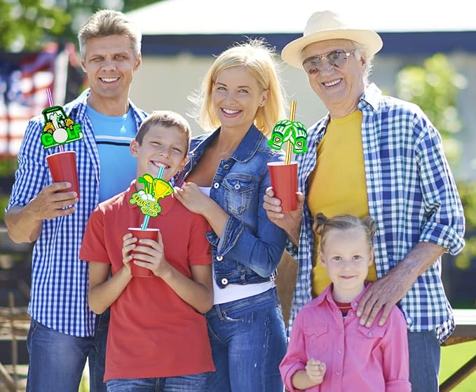 MEAXUR 24pcs Golf Themed Straight Reusable Straws for Golf Party Favor Gift Bags,Daily Drinking Straws,Birthday Party,Class Reunions,Sports Golf Party Supplies,With 2 Cleaning Brushes.(6color)