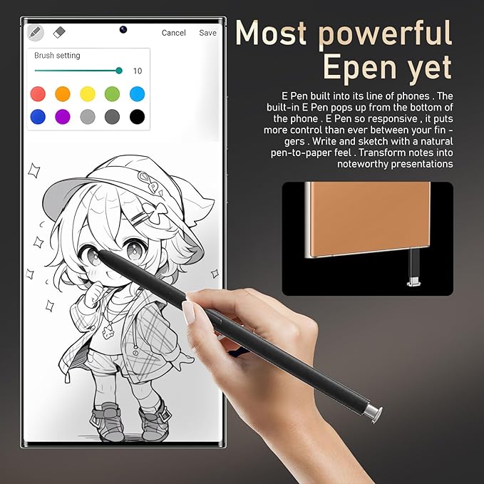 BAOWU I24 Ultra 5G Unlocked Phones, Built in Pen, Smartphone Battery 6800mAh 6.8" HD Screen Unlocked Cell Phone, 16+512GB Android14 with 128G Memory Card, Face ID/Fingerprint Lock/GPS (Orange)