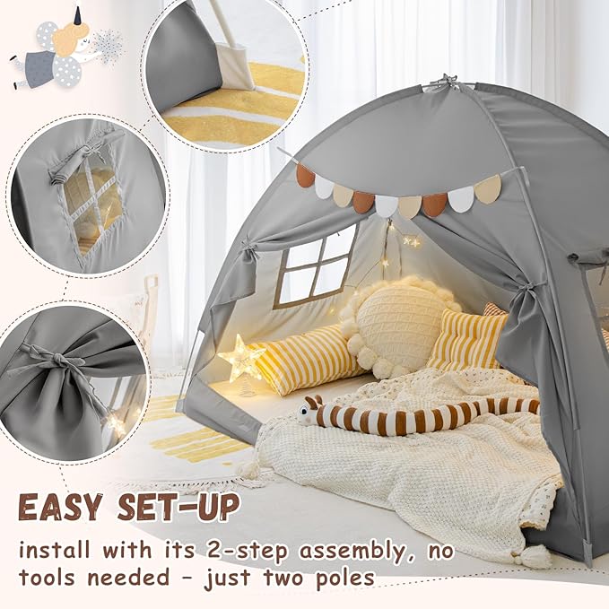 Sherilyn Bed Tent Bed Canopy Bunk Twin Size for Kids, Toddler Tent Indoor Floor Privacy Sleeping Tents Playhouse Drafty Room, Twin Bed Tents Blackout Space on Bed for Boys Girl Birthday, House Gift