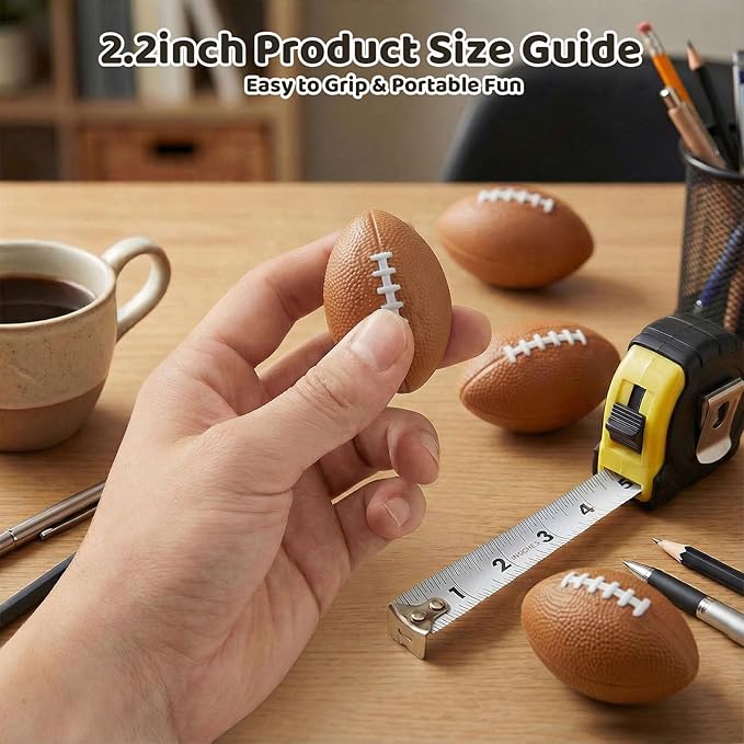 LovesTown Mini Football Party Favors, 28PCS Squeeze Toys Foam Football Stress Balls 2.2 Inch Party Supplies for Kids Birthday Home Decorations