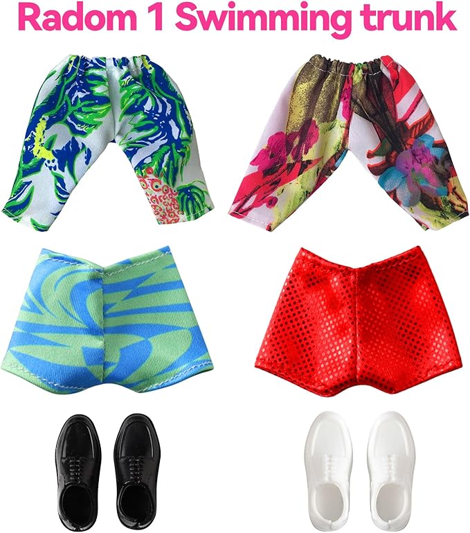 13 Pieces Doll Clothes and Accories for 11.5 Inch Boy Doll Outfit, Random 5 Tops, 5 Pants, 2 Pairs of Shoes, One Pair of Swimming Trunks