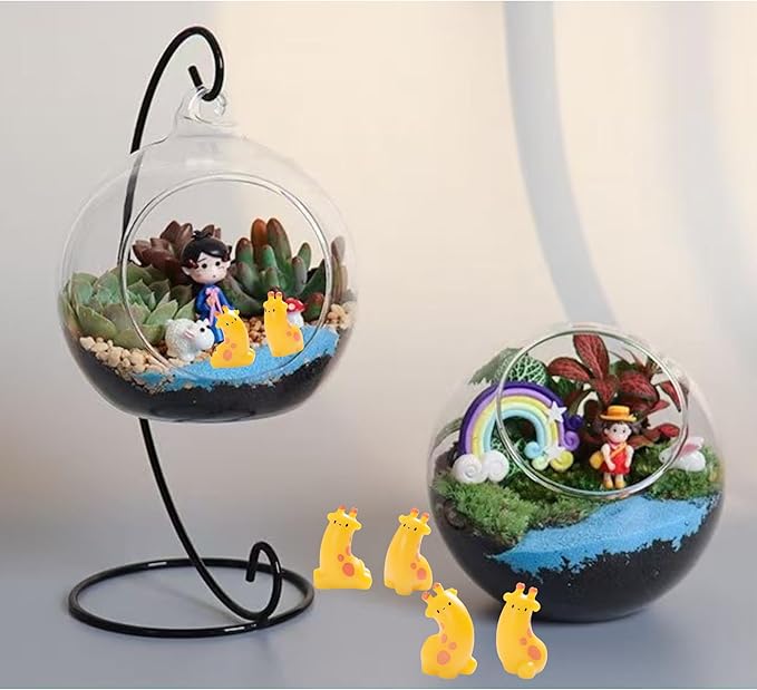 6Pcs Miniature Giraffe Resin Figurines – Cute Animal Statues for Fairy Garden Accessories, DIY Terrarium Projects, Desktop Displays, Home Shelf Decor, Assorted Wildlife-Inspired Designs