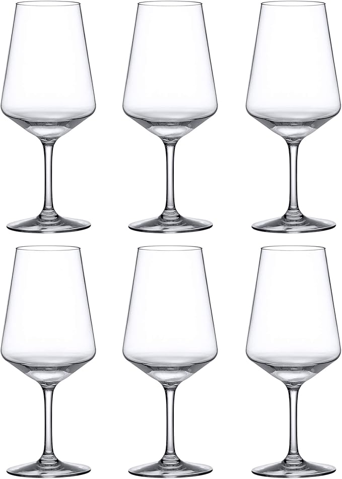 Amazing Abby - Sherry - 20-Ounce Unbreakable Tritan Wine Glasses (Set of 6), Plastic White Wine Glasses, Reusable, BPA-Free, Dishwasher-Safe, Perfect for Poolside, Outdoors, Camping, Picnic, and More