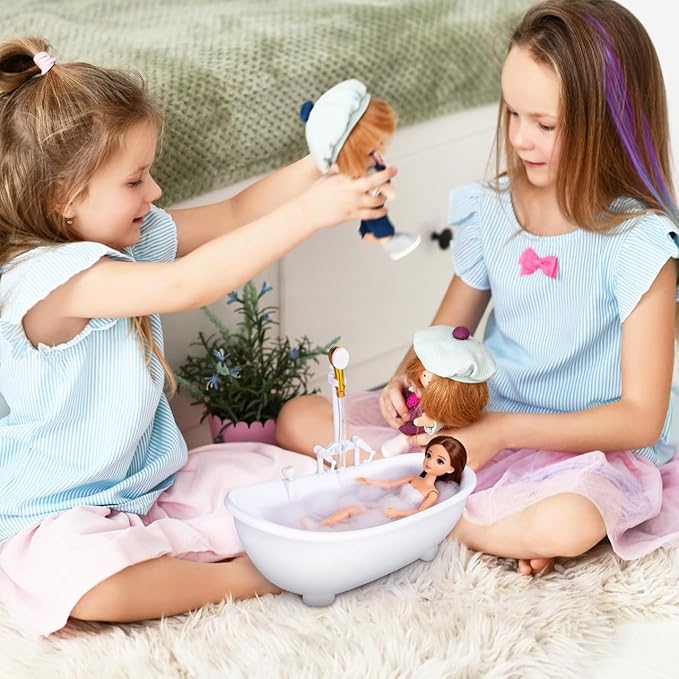 Doll Bathing Tub, Electric Water Spraying Bathtub Swimming Pool with Sprayer for Doll Bathtub with Light and Sound