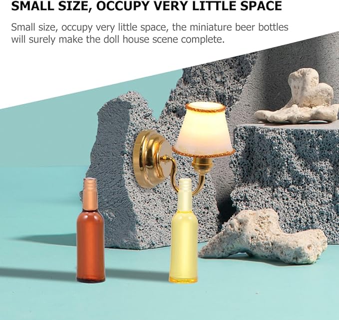 HOMOBABE 12pcs Miniature Wine Bottles Set for Dollhouse Decoration Tiny Beer Bottles Realistic Design for Miniature Scenes and Collectibles