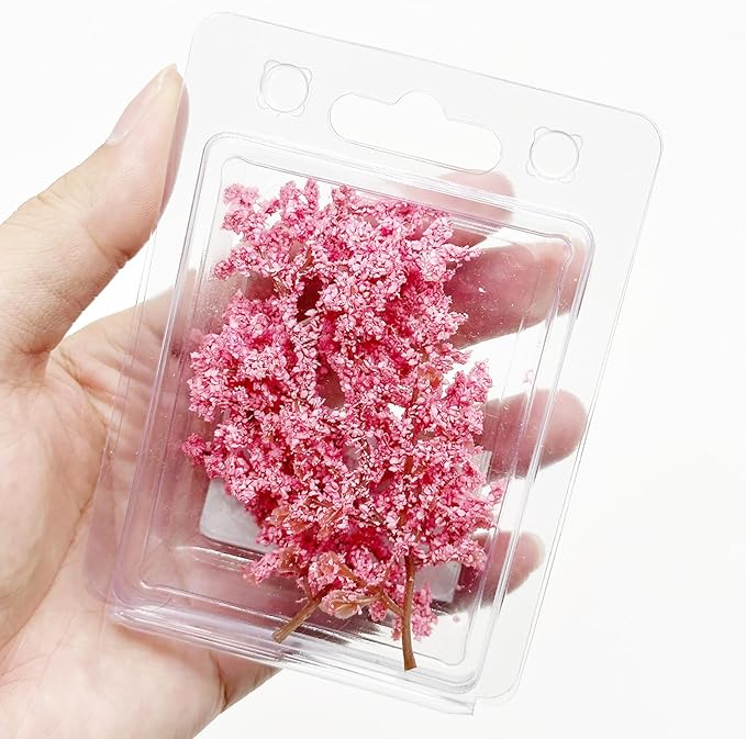 Cayway Miniature Colorful Flower Cluster, Pink Trees Static Grass Tufts Flower Vegetation Groups for DIY Model Train Landscape Railroad Scenery