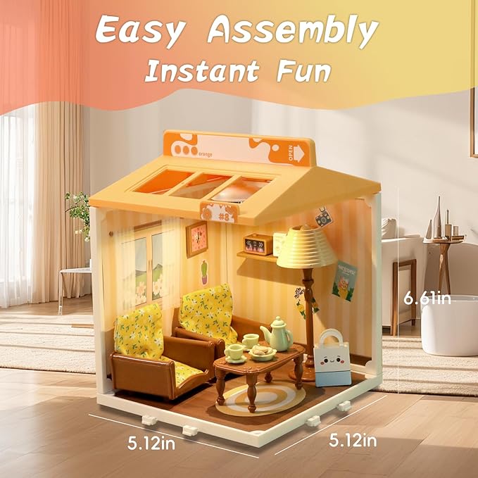 DIY Miniature House Play Kit,Playhouse Toys for Boys and Girls, Home Scene Toys, Suitable for Children Aged 345678, immersive Experience of Life Scenes (Sunny Hugs Living Room)