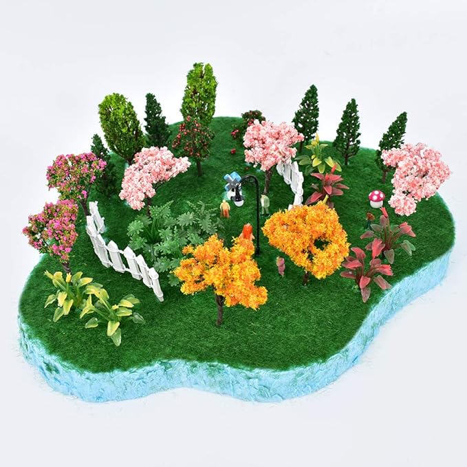 HUIANER Miniature Fairy Garden Tree Plant Ornament, Miniature Dollhouse Pots Decor Moss Micro Landscape DIY Craft Garden Ornament 12 Pcs