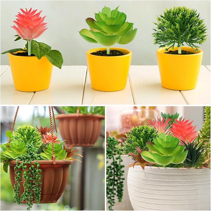 QUOZUO Succulents Plants Artificial, 14pcs Colorful Succulents Plant, Mini Fake Succulents for DIY Crafting Home Garden Office Party