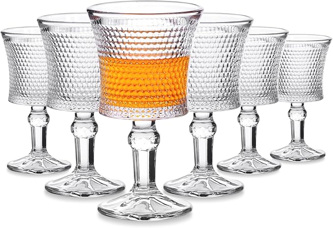 Jaepsing Shot Glasses, 2oz Etching Patterns Glasses Set of 6, Fancy Shot Glasses/Great for White and Red Wine/Mini Wine Glass Clear/Tasting Glasses/Cute