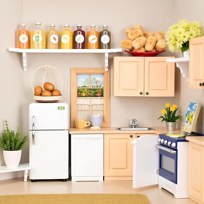 2Pcs White Dollhouse Wall Shelf, 1:12 Scale Miniature Storage Shelf for Kitchen Scene Decor Accessories
