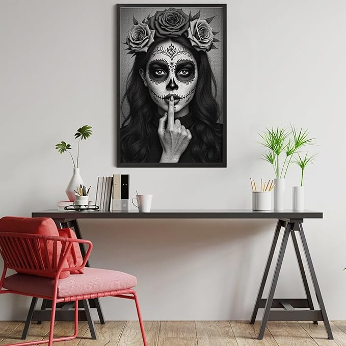 Jigsaw Puzzles for Adults 1000 Piece - Gorgeous Sugar Skull Lady Day of The Dead Wooden Puzzle,Family Puzzles，Educational Games，Challenge Puzzles Puzzle Games,Stress Relief Games