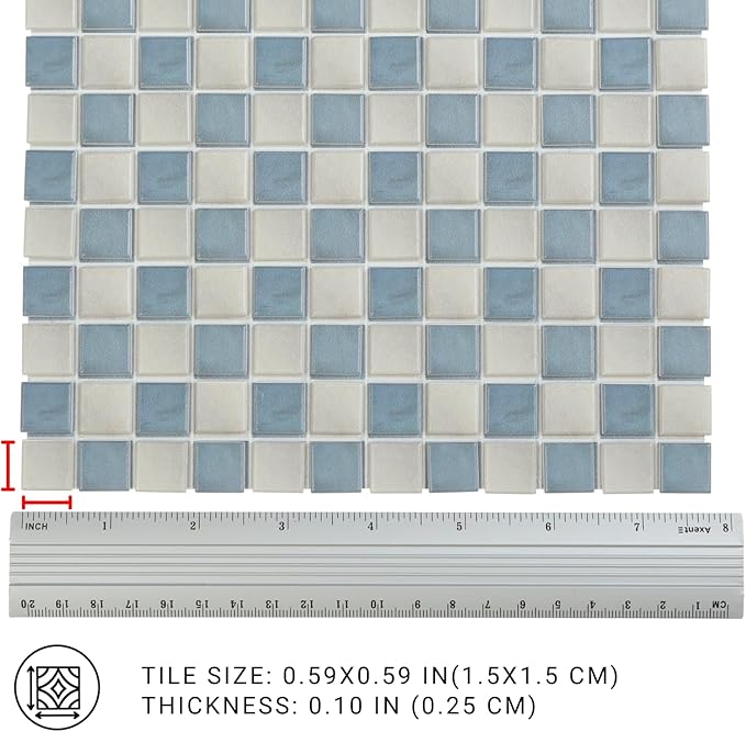 150 pcs, Dollhouse Flooring, 1:12 Scale Doll House Tiles, Miniature Checkerboard Floor, REDUCIO! (Blue and Soft Grey)