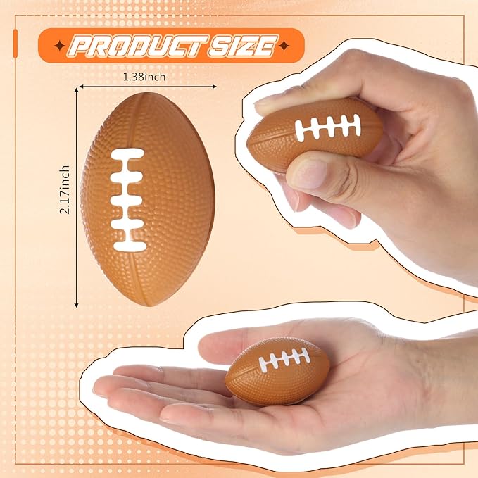 Blulu 30 Pack Mini Footballs Foam Stress Ball Bulk 2.17" for Kids Adult School Party Favor Gift Small Sports Valentines Ball Toy for First Year Down Birthday Party Homecoming Game Goodie Bag Stuffer
