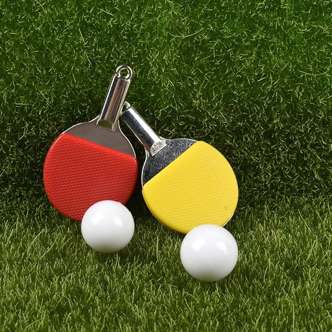 HUIANER Miniatures Table Tennis Racket 10pcs Mini Ping Pong Racket Keychain Dollhouse Accessories Sports Mini Tennis Set Mini Dollhouse Kitchen Fairy Garden Cake Topper Decoration