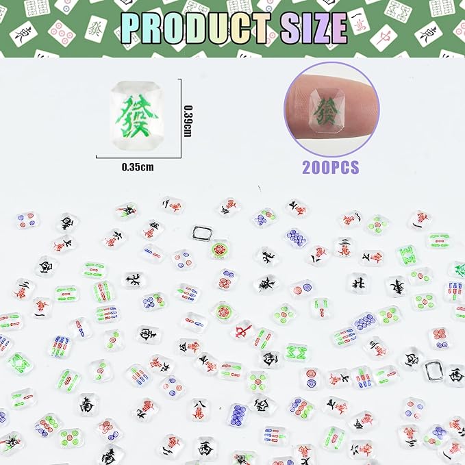 200 Pieces Tiny Mahjong for Dollhouse Miniatures Resin Things for Crafts Mini Mahjong for Fairy Garden Micro Landscaping Decoration