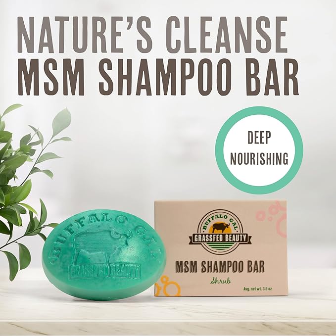 BUFFALO GAL MSM Shampoo Bar - Non-Soap, pH Balanced, Natural Bar for All Hair Types, 4 oz