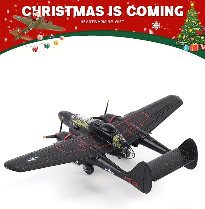 Northrop P-61B Black Widow 1:144 Scale Aircraft Model Kits WWII Fighter Model Metal Die-cast Model Aircraft for Collection Or Airplane Model Gift