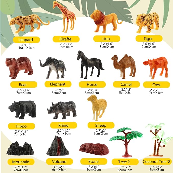30-Piece Safari Animals Figures Toys Set for Kids -6-Inch Realistic Jumbo Wild Zoo Animals, Plastic African Wild Zoo Playset with Metal Storage Box Educational Learning Playset for Kids 3-5-7