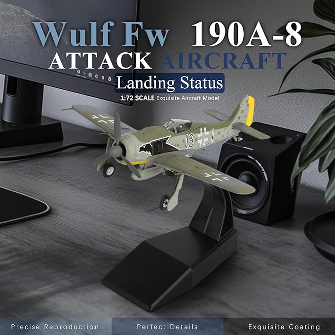 HANGHANG 1/72 Military Model Plane Wulf FW190A-8 Alloy Fighter Plane Model Model Airplane for Collections and Displays