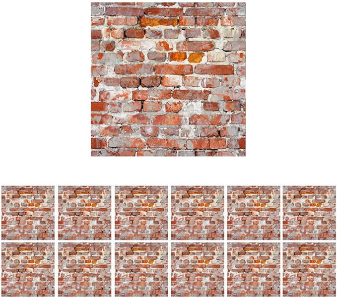 SAMCAMI Miniature Dollhouse Accessories, Self-Adhesive Dollhouse Wallpaper and Flooring, Mini Dollhouse Accessories 1 12 Scale, 12pcs (No.1)