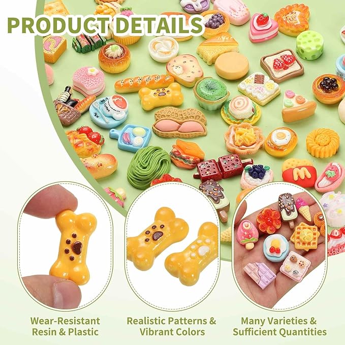 Dollhouse Miniature Food, Cute Mixed Bone Biscuits Figures Toys Mini Resin Foods Trinkets for Pretend Play Kitchen Cooking Game & Doll House Decor (Mixing Colors, 20pcs)