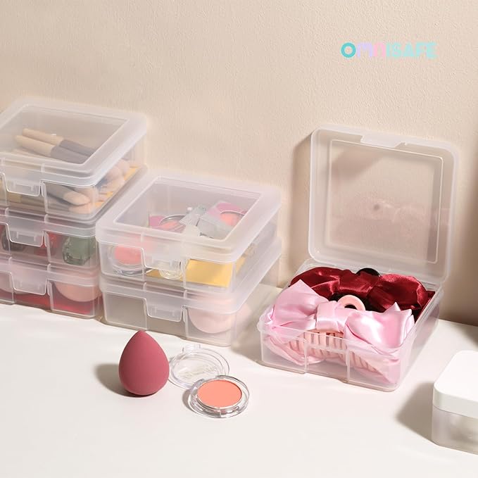 18 Pack Small Plastic Hobby Art Craft Organizer, Clear Plastic Storage Containers with Latching Lid, for Pencil Box, Lego