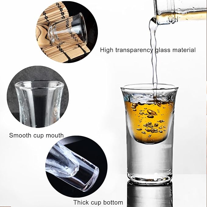 Goldmeet Mini Shot Glass Set, 0.5oz/15ml 6pcs Clear Bullet Cups with Heavy Base, Cute Whiskey Glasses Set Small Glass Cups, Perfect for Party, Bar, Club, Cocktail Favor Housewarming Gift