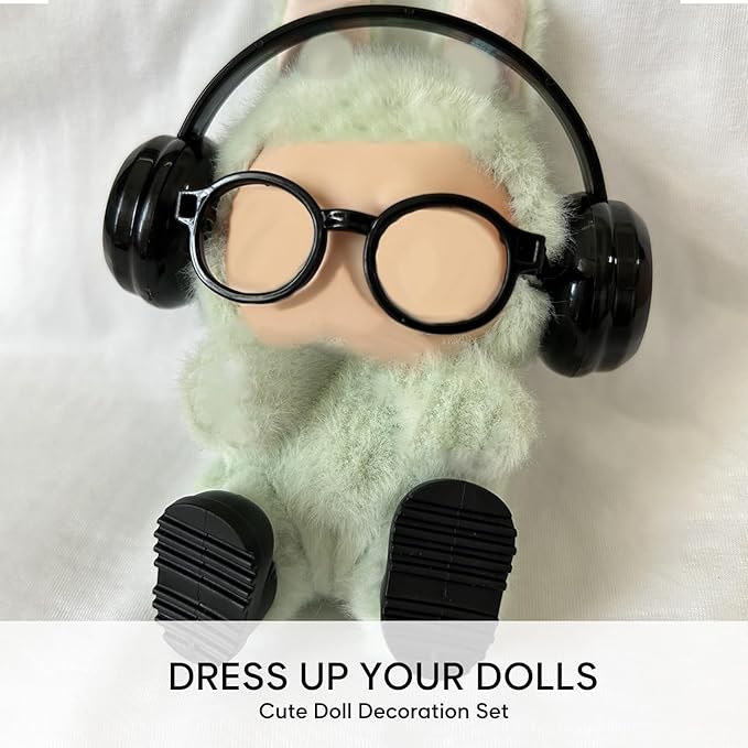 sunla Doll Shoes and Glasses and Headphones for 17cm Doll, Mini Doll Clothes Decorative Set Accessories-Style 1