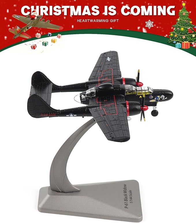Northrop P-61B Black Widow 1:144 Scale Aircraft Model Kits WWII Fighter Model Metal Die-cast Model Aircraft for Collection Or Airplane Model Gift