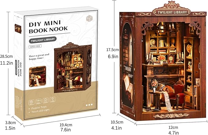 Book Nook Kits 3D Wooden Puzzles for Adults Crafts Miniature Dollhouse Kit & DIY Miniature House Kit, Tiny House Building Kit Bookshelf Decor - The for Family and Friends
