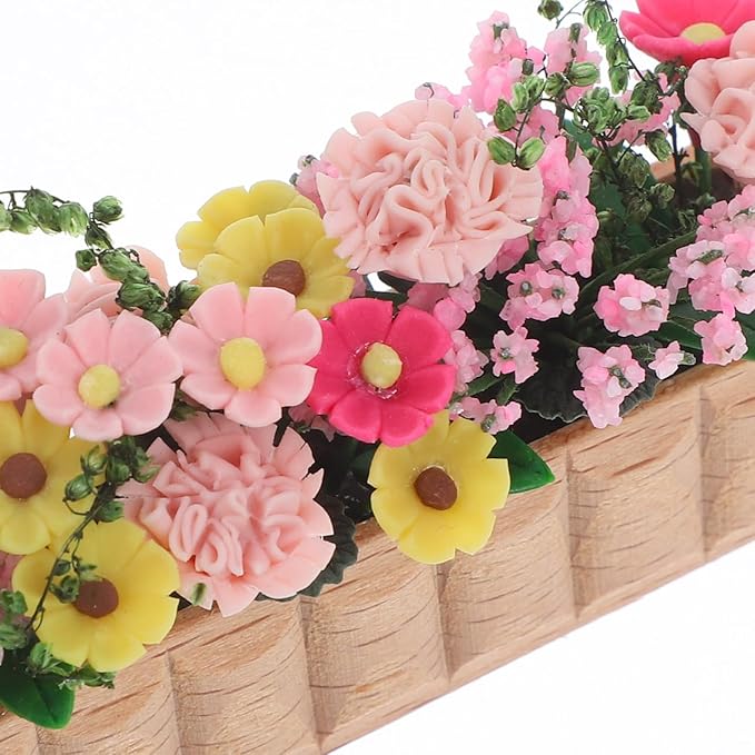 Angoily Miniature Plant Flower Potted, 1 12 Scale Doll House Miniature Plant Model, Dollhouse Fairy Garden Bonsai Model, Dollhouse Pots for Decoration