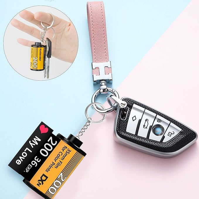 Personalized Camera Film Roll Keychain with Photo,Custom Personal Roll Keyring,Customized Pictures Gifts for Men Women