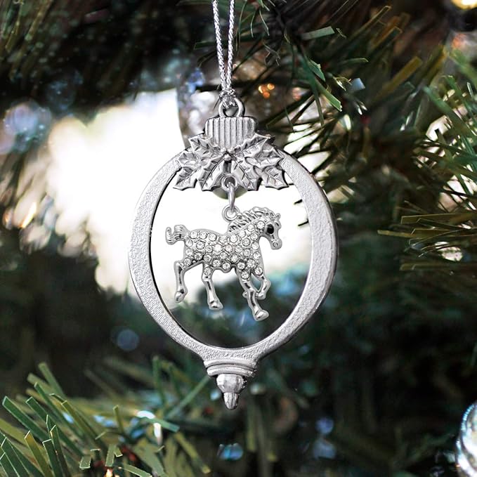 Inspired Silver - Galloping Horse - Silver Christmas Ornament - Unique Charm Christmas Tree Ornament - Holiday Hanging Decoration