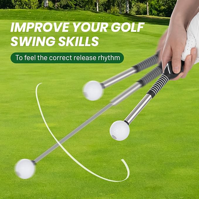 FODESAN Retractable Golf Swing Trainer – Enjoy Swinging Anytime, Anywhere,Training Aid for Grip Correction, Click Feedback & Arm Connection, for Right & Left-Handed Golfers, Indoor & Outdoor Practice