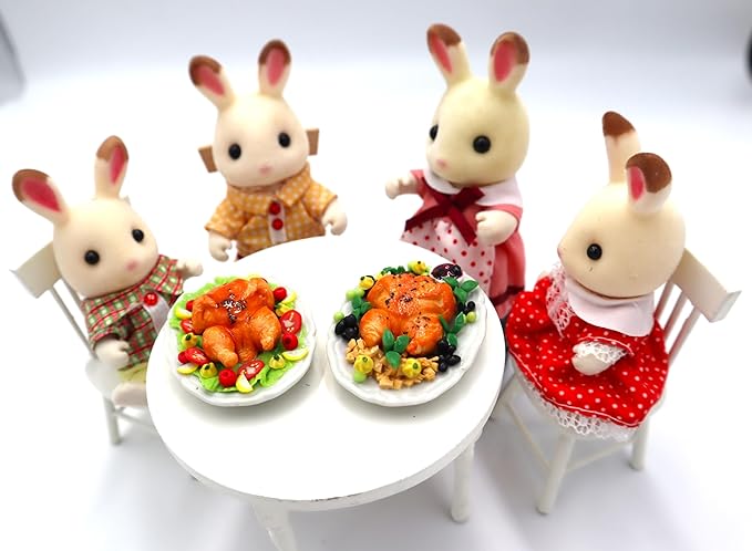 Dollhouse Food Set 2 Roasted Turkey Dollhouse Miniature Food,Tiny Food, Doll Collectibles,Doll Food, Miniature Food Toys Real for Dollhouse Kits