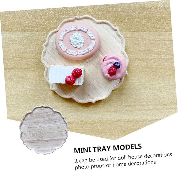 Vaguelly 1Pc Miniature Wooden Tray for Dollhouse Lovely Accessory with Details Craftsmanship for House Decoration Cost Choice