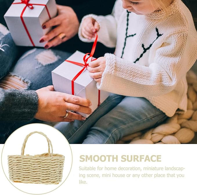 Kisangel 12 Scale Woven Dollhouse Accessory, Miniature Furniture Ornament for Dollhouse Scene and Home Decoration