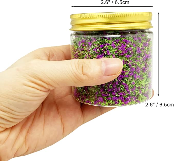PrettyLife Miniature Flower Grass Cluster Tufts Material Colorful for DIY Mini Dollhouse Fairy Garden Tree Railway Simulated Static Scenery Micro Landscape Model (Purple)