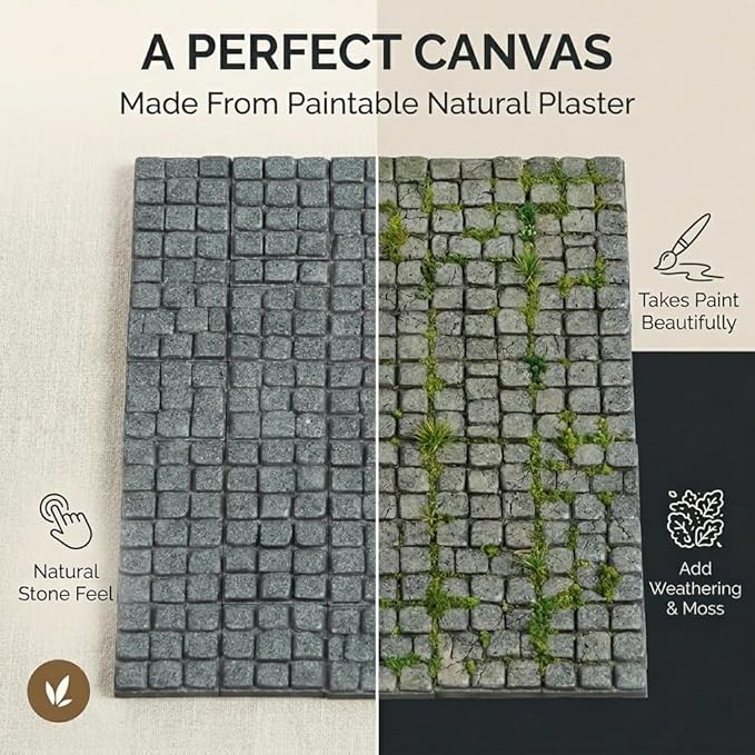 Dollhouse Miniature Paving Stones, Tiles for Modeling, Fairy Garden, and Tabletop Terrain, Set of 50 pcs, REDUCIO!
