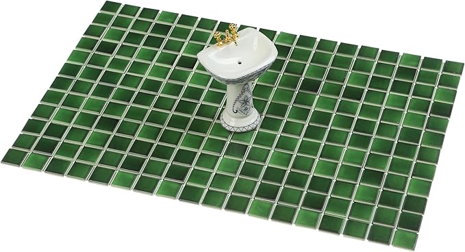 150 pcs, Dollhouse Flooring, 1:12 Scale Doll House Tiles, Miniature Checkerboard Floor, REDUCIO! (Emerald Gloss)
