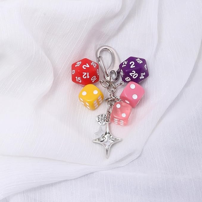 FunBoat Magic 8 Ball Cute Dice Charm Keychain Cute Backpack Purse Bag Hangings Accessories, Y2k Key Chain Gift Aesthetic