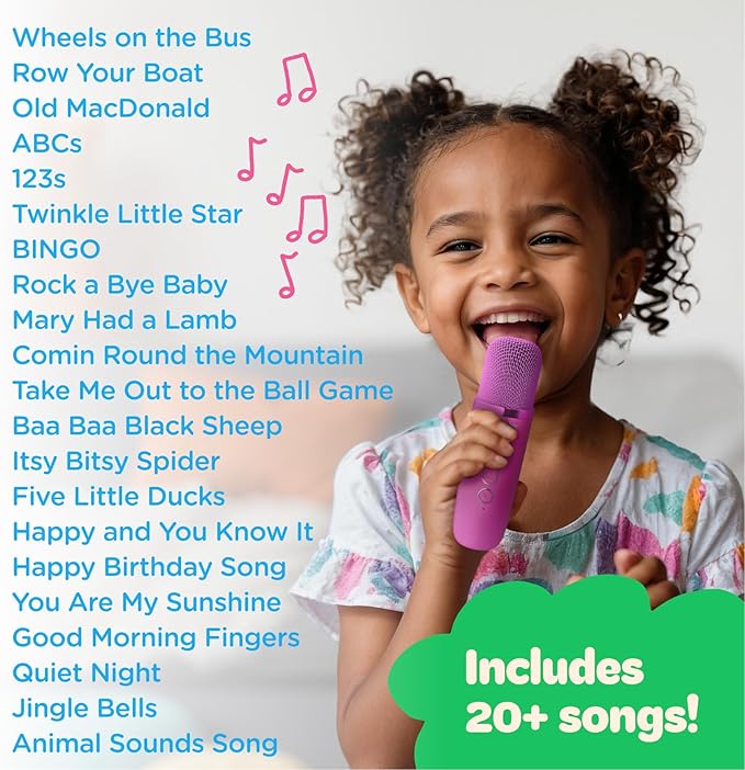 Move2Play, Mini Karaoke Machine for Kids | Built-in 20+ Songs | Bluetooth Speaker with Microphones | Voice Effects | Toddler Music Toy | Christmas Stocking Stuffer | Girls & Boys Age 2, 3, 4, 5, 6+