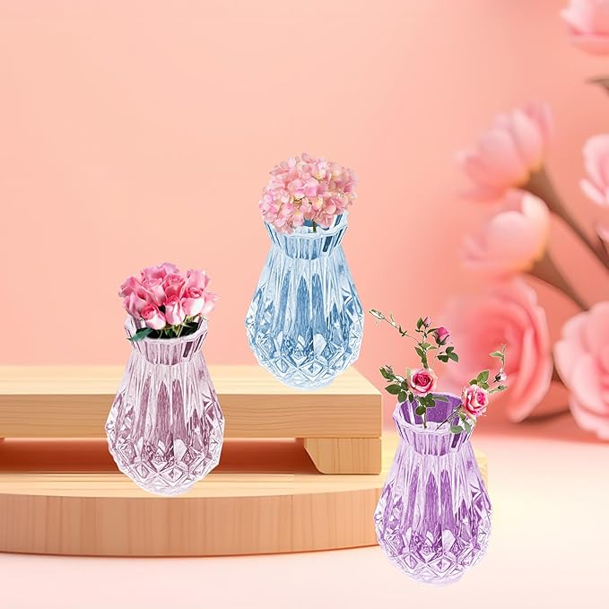 Mini Fancy Vase Resin Silicone Molds 3D Simulation Miniature Retro Diamond Vase Epoxy Casting Molds for DIY Micro Resin Dollhouse Fairy Garden Landscape Tiny Things Display Decor