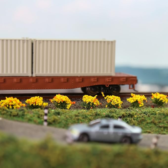 Miniature Vegetation Bushy Shrubs Tuft Flowers with Model Bases War Game DIY Railway Terrain Scenery (E)