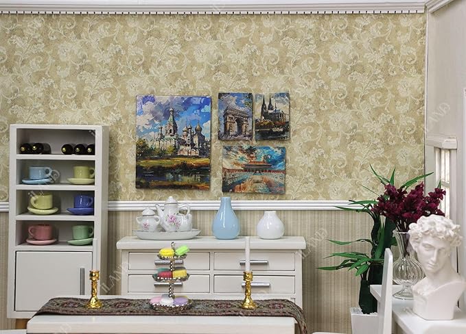 iLAND Originality Dollhouse Wallpaper 39 * 15.7 inch, Dollhouse Accessories on 1:12 Scale or 1:6 Scale (Flourish)